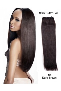 16” Yaki Straight Brazilian Remy Hair Weave Weft Human Hair Extensions- #2 Dark Brown 16” Yaki Straight Brazilian Remy Hair Weave Weft Human Hair Extensions- #2 Dark Brown